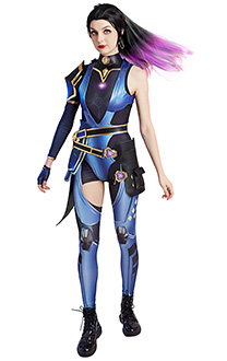 Valorant Duelist Reyna Bodysuit Cosplay Costume with Pants and Earrings