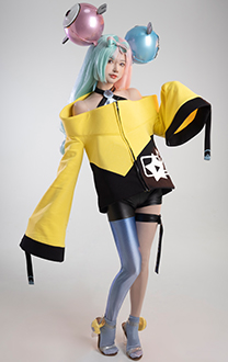 PM Scarlet and Violet Iono Cosplay Costume Halter Crop Top and Jacket with Socks and Leg ring